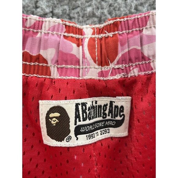 A Bathing Ape Bape Bapesta Pink Camo Beach Nylon Mesh Polyester Shorts Medium - Picture 3 of 4